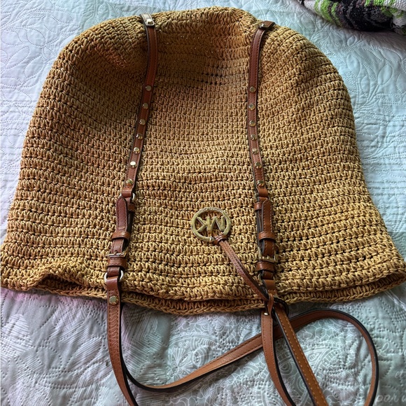 Michael Kors Brown Woven Backpack - Picture 1 of 5
